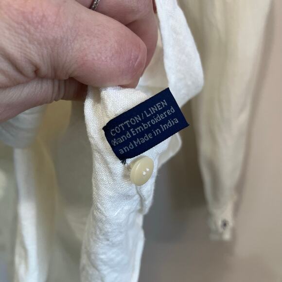 Jupe by Jackie Linen Cotton Button Down Blouse Romantic Cottagecore Womens S - Picture 5 of 8